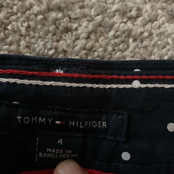 Tommy Hilfiger Navy Polka Dot Straight Leg Pants - Picture 7 of 8